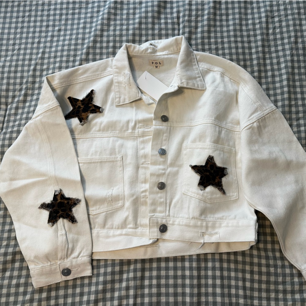 POL Cream Denim Jacket